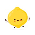 Cute happy funny lemon fruit. Vector