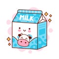 Cute happy funny milk. Vector flat line