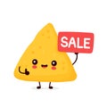 Cute happy funny nachos with sale sign