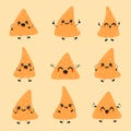 Cute happy funny nachos set collection. Royalty Free Stock Photo