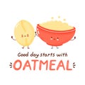 Cute happy funny oatmeal bowl