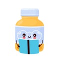 Cute happy funny pill bottle read book