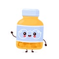 Cute happy funny pill bottle. Vector