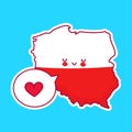 Cute happy funny Poland map and flag character Royalty Free Stock Photo