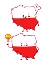 Cute happy funny Poland map and flag character Royalty Free Stock Photo