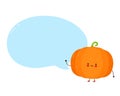 Cute happy funny pumpkin with speech bubble