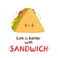 Cute happy funny sandwich character