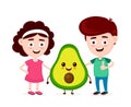 Cute happy funny smiling boy,girl and avocado Royalty Free Stock Photo