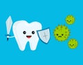 Cute happy funny smiling fighting tooth Royalty Free Stock Photo