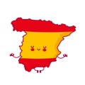 Cute happy funny Spain map and flag Royalty Free Stock Photo
