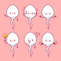 Cute happy funny sperm cell. Vector flat