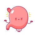 Cute happy funny stomach organ meditate