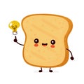 Cute happy funny toast with light bulb