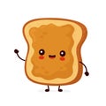 Cute happy funny toast with peanut butter Royalty Free Stock Photo