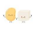 Cute happy funny tofu and soy bean Royalty Free Stock Photo