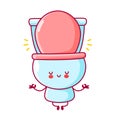 Cute happy funny toilet meditate. Vector flat