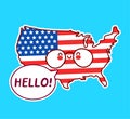 Cute happy funny USA map and flag character Royalty Free Stock Photo