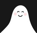Cute happy ghost character portrait. Halloween party background