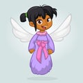 Cute happy girl arab or indian girl angel character. Vector cartoon illustration isolated. Royalty Free Stock Photo