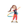 Cute happy girl playing with hula hoop vector illustration Royalty Free Stock Photo