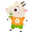 Cute happy goat. Cartoon animal character for kids and children