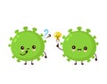 Cute happy probiotic bacteria with question mark