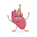 Cute happy heart with birthday hat, funny human organ character celebrating Royalty Free Stock Photo