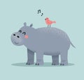 Cute happy hippopotamus illustration