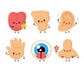 Cute happy human senses organ set Royalty Free Stock Photo