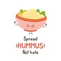 Cute happy hummus bowl card Royalty Free Stock Photo