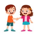 cute happy kid hand shake with friend Royalty Free Stock Photo