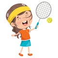 Cute Happy Kid Playing Tennis Royalty Free Stock Photo