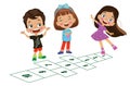 Cute happy kids playing hopscotch Royalty Free Stock Photo