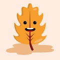 Cute happy leaf autumn character Vector