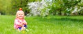 Cute happy little girl enjoy spring nature Royalty Free Stock Photo