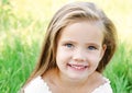 Cute happy little girl on the meadow Royalty Free Stock Photo