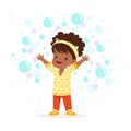 Cute happy little girl playing bubbles vector Illustration Royalty Free Stock Photo