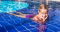 Cute happy little girl in the swimming pool Royalty Free Stock Photo