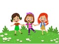 Cute happy little kids holding hands Royalty Free Stock Photo