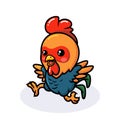 Cute happy little rooster cartoon running