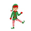 Cute and happy looking Christmas elf. Vector illustration of little elf on white background Royalty Free Stock Photo