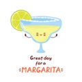 Cute happy margarita cocktail glass