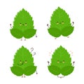 Cute happy mint leaf character set collection