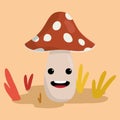 Cute happy mushroom autumn character Vector