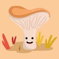 Cute happy mushroom autumn character Vector