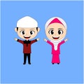 Cute Happy muslim kid cartoon