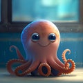 Cute and happy octopus character