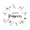 Happy passover card with floral decoration. vector illustration