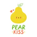 Cute happy pear fruit character