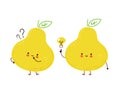 Cute happy pear fruit character